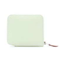 HERMES 愛馬仕 氣泡綠 Epsom牛皮 Silk in Compact 拉鍊短夾 W刻 H069646CK