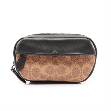 COACH 寇馳 Charter Mini Sling 腰包 棕色 Signature 帆布 黑色牛皮 C2596