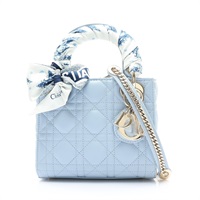 Dior 迪奧 Mini Lady Dior 肩背包 霧霾藍色 羊皮 M0505ONGE