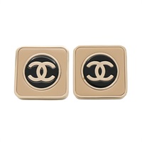 CHANEL 香奈兒 針式耳環 方形 金屬