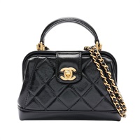 CHANEL 香奈兒 Top Handle Doctor's 肩背包 黑色 牛皮 金扣 AS4958
