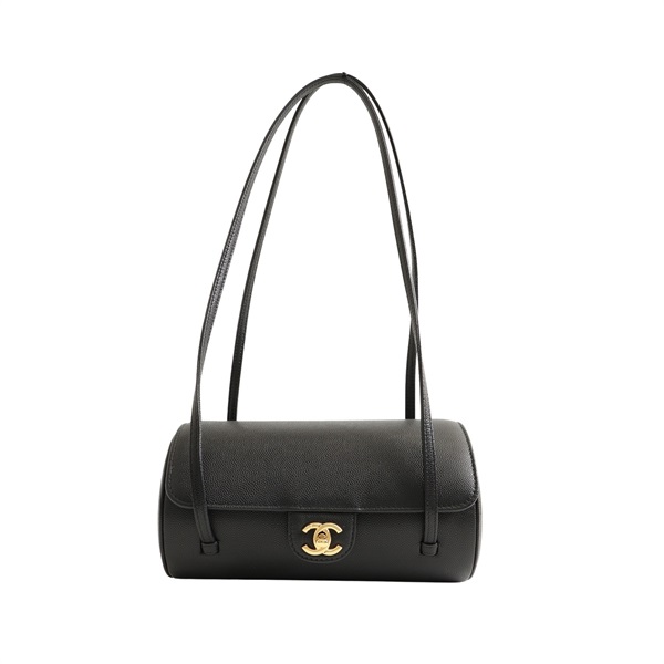 CHANEL 香奈兒 Preppy coco 肩背包 黑色 牛皮 金扣 AS6143