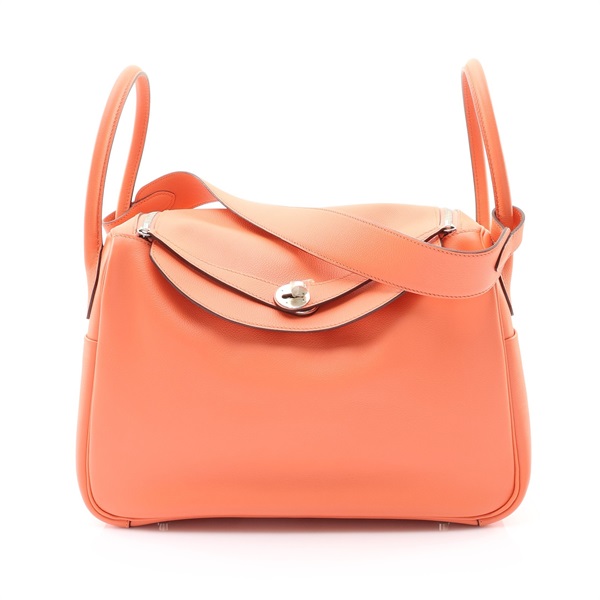 HERMES 愛馬仕 Lindy 34 琳蒂包 肩背包 芒果色 evercolor牛皮 T刻 銀扣