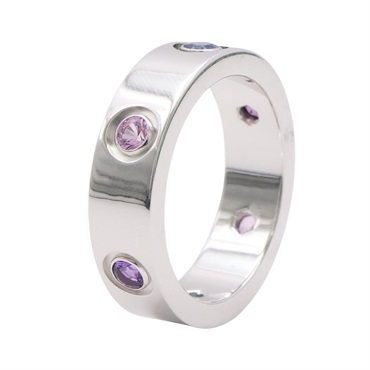 Cartier 卡地亞 LOVE 戒指 #53 彩寶 18K白金