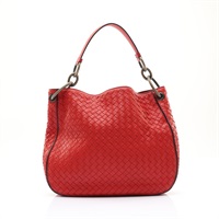 BOTTEGA VENETA 寶緹嘉 Intrecciato Loop 肩背包 紅色 編織羊皮