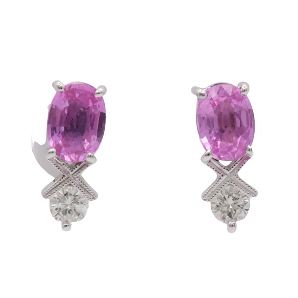 JEWELRY 無品牌珠寶 針式耳環 粉剛玉 14K白金 Sapphire 3.25g
