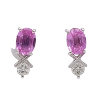 JEWELRY 無品牌珠寶 針式耳環 粉剛玉 14K白金 Sapphire 3.25g