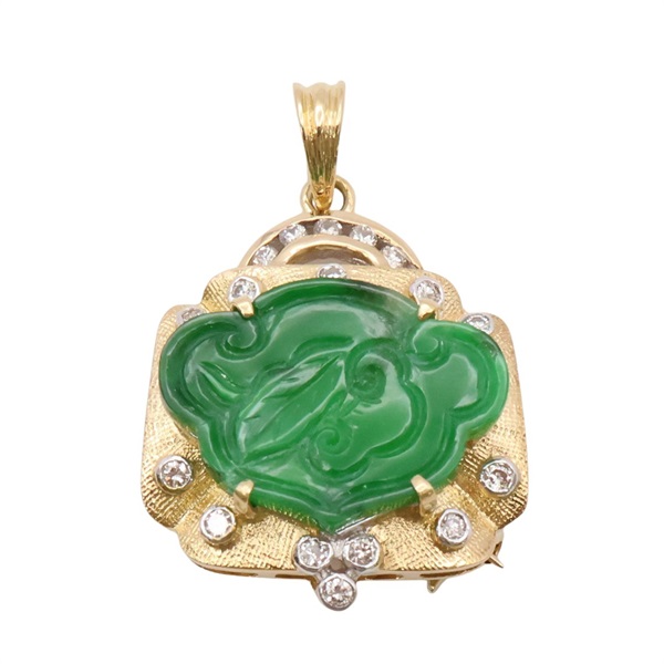 JEWELRY 無品牌珠寶 別針 墜飾 綠翡翠 18K黃金 Jade  5.0g