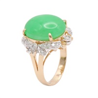JEWELRY 無品牌珠寶 戒指 蛋面 緑玉髄金 18K黃金 Jade  8.05g