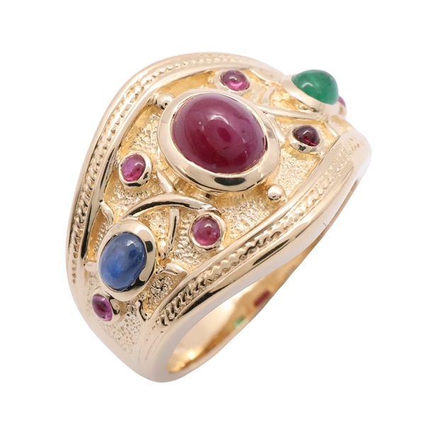 JEWELRY 無品牌珠寶 三色寶石 戒指 14K黃金 Multi Color  8.7g