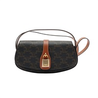 CELINE 賽琳 Tabou 肩背包 棕色 Triomphe 帆布 牛皮 101592DQ2.04LU