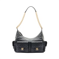 CHANEL 香奈兒 25C Hobo 肩背包 黑色 羊皮 金釦 AS5339
