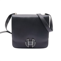 HERMES 愛馬仕 2002-20 肩背包 黑色 Evergrain 牛皮 C刻 銀扣