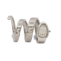 BVLGARI 寶格麗 Serpenti Tubogas 腕錶 銀色蛋白石錶盤 不鏽鋼 鑽石 101910
