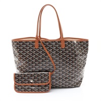 GOYARD 高雅德 Saint Louis PM 肩背包 黑色帆布 棕色牛皮 STLOUIPMLTY