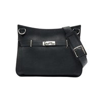HERMES 愛馬仕 Jypsiere 34 肩背包 黑色 Togo 牛皮 口Q刻 銀扣