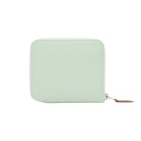 HERMES 愛馬仕 Silk in Compact 拉鍊短夾 薄荷綠 Epsom牛皮 B刻 銀扣 H067389CK