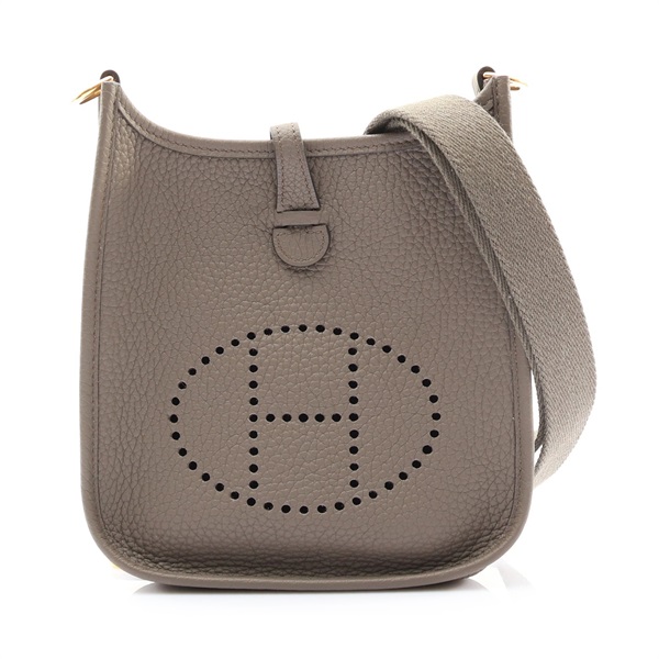 HERMES 愛馬仕 Mini Evelyn 肩背包 大象灰色 TC牛皮 Y刻 金扣 H077640CC
