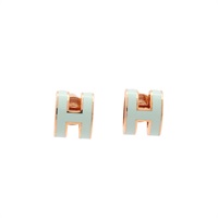 HERMES 愛馬仕 Mini Pop H 耳環 薄荷綠漆面 玫瑰金鍍金 H608002FO