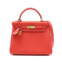 HERMES 愛馬仕 Kelly 25 凱莉包 兩用包 國旗紅 ToGo牛皮 X刻 金扣
