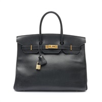 HERMES 愛馬仕 Birkin 35 柏金包 手提包 黑色 Ardennes牛皮 〇Z刻 金扣