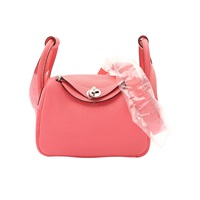 HERMES 愛馬仕 Mini Lindy 琳蒂包 杜鵑粉 TC牛皮 Y刻 銀扣 H079086CK