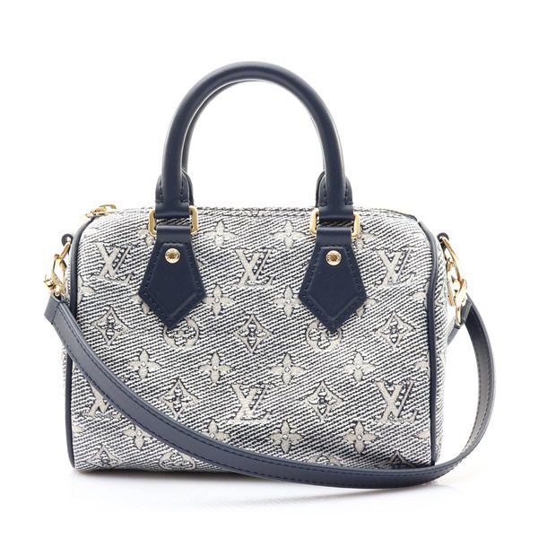 LOUIS VUITTON LV 路易威登 speedy 20 兩用包 藍色金屬光澤 PVC塗層帆布 M23069