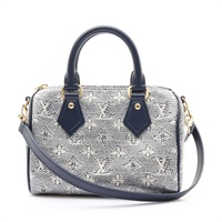LOUIS VUITTON LV 路易威登 speedy 20 兩用包 藍色金屬光澤 PVC塗層帆布 M23069