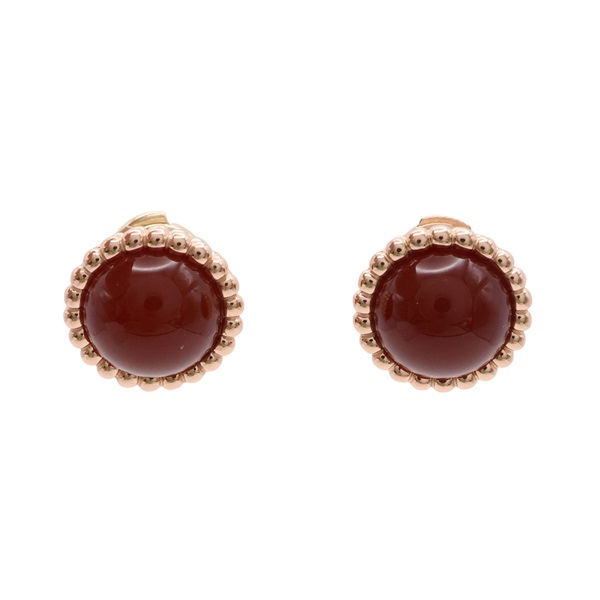 Van Cleef & Arpels 梵克雅寶 Perlee couleurs 針式耳環 18K玫瑰金 紅玉髓 VCARP4E000