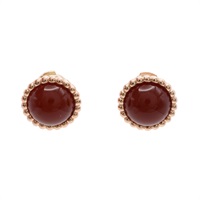 Van Cleef & Arpels 梵克雅寶 Perlee couleurs 針式耳環 18K玫瑰金 紅玉髓 VCARP4E000