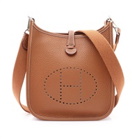 HERMES 愛馬仕 MiNi Evelyne 肩背包 金棕色 TC牛皮 B刻 銀扣 H069426CC