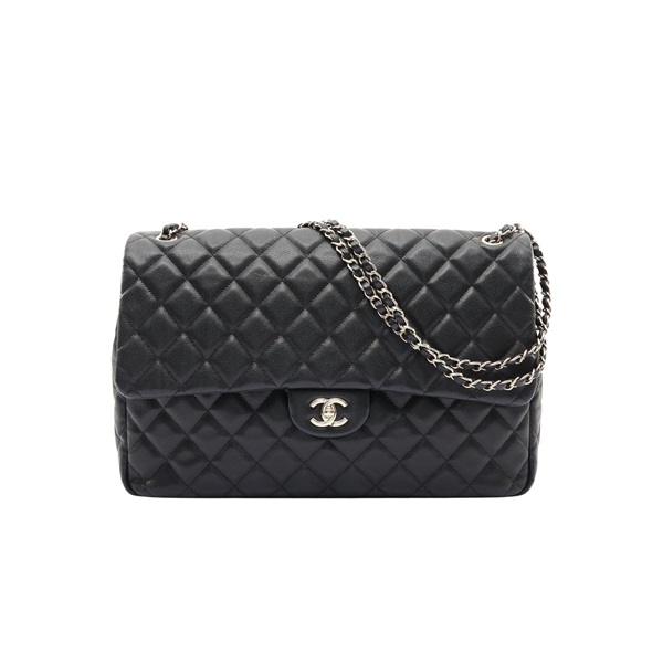 CHANEL 香奈兒 Maxi Classic 鍊帶 肩背包 黑色 荔枝紋 牛皮 金扣 AS4661