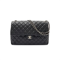 CHANEL 香奈兒 Maxi Classic 鍊帶 肩背包 黑色 荔枝紋 牛皮 金扣 AS4661