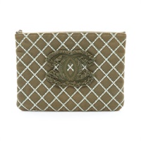 CHANEL 香奈兒 Contrast Stitch O-Case Pouch 手拿包 軍綠色 帆布