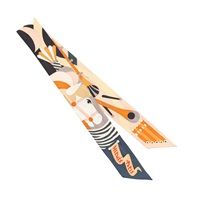 HERMES 愛馬仕 Parade en Fanfare Twilly 絲巾 黑/焦糖/灰色 絲綢 H064006S