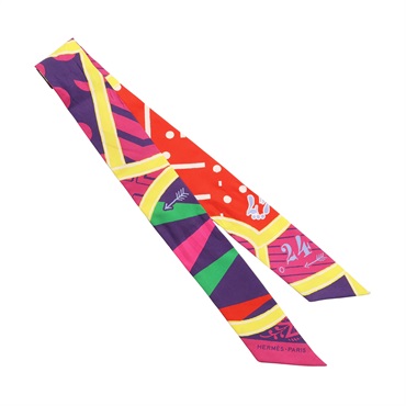 HERMES 愛馬仕 Jeu De Soie Twilly 絲巾 紅/黃/多色 絲綢 H063229S05
