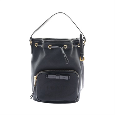 PRADA 普拉達 水桶包 兩用包 黑色 帆布 1BH038