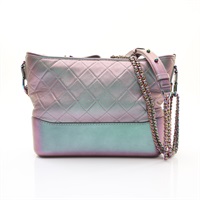 CHANEL 香奈兒 Gabrielle Hobo 肩背包 金屬淺紫色 牛皮 無卡 A93824