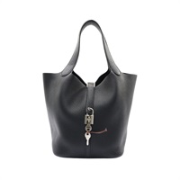HERMES 愛馬仕 Picotin Lock 22 菜籃子 手提包 黑色 Clemence牛皮 Z刻 銀扣 H056289CC