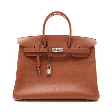 HERMES 愛馬仕 Birkin 35 柏金包 手提包 棕色 Ardennes 牛皮 口J刻 銀扣