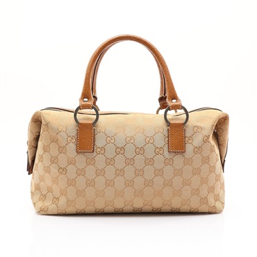 GUCCI 古馳 Mini Boston 手提包 淺褐色 帆布 (黴斑/把手損壞) 113009
