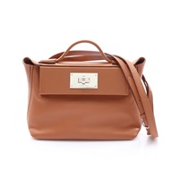 HERMES 愛馬仕 Mini 24/24 兩用包 金棕色 Swift/Evercolor牛皮 Z刻 銀扣 H082153CK