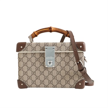 GUCCI 古馳 Globe Trotter Beauty Case 竹節 兩用包 棕色 GG Supreme帆布 牛皮 588351