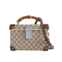 GUCCI 古馳 Globe Trotter Beauty Case 竹節 兩用包 棕色 GG Supreme帆布 牛皮 588351