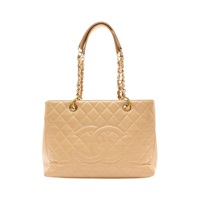 CHANEL 香奈兒 GST 豆腐包 肩背包 米色 荔枝紋牛皮 A50995