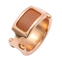 HERMES 愛馬仕 Olympe H S 戒指 金色鍍金 金棕色牛皮 H500058FD37