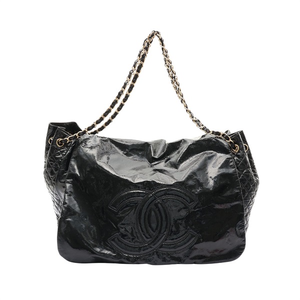CHANEL 香奈兒 Rock and Chain 肩背包 黑色 菱格紋漆皮