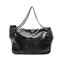 CHANEL 香奈兒 Rock and Chain 肩背包 黑色 菱格紋漆皮
