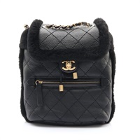 CHANEL 香奈兒 Paris-Hamburg 鍊帶後背包 黑色 羊皮 羊毛 金扣