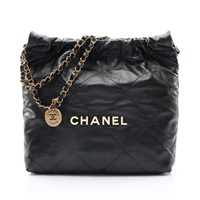 CHANEL 香奈兒 22 SMALL 肩背包 黑色 菱格紋牛皮 AS3260